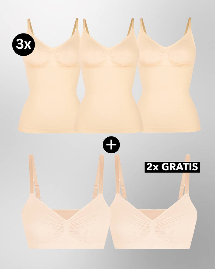 PREMIUM InvisiShape - Top mit verstellbaren Trägern & InvisiBra "Soft" 1.0 - 5er Set