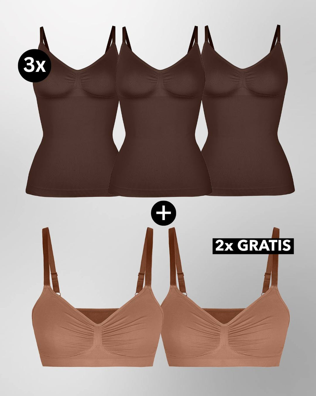 PREMIUM InvisiShape - Top mit verstellbaren Trägern & InvisiBra "Soft" 1.0 - 5er Set