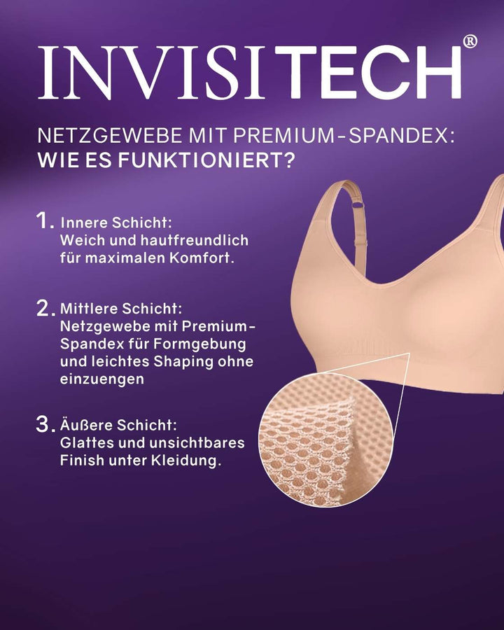 InvisiBra "Soft" 2.0 - Bügelloser BH mit breiten Komfort-Trägern - 3er Set