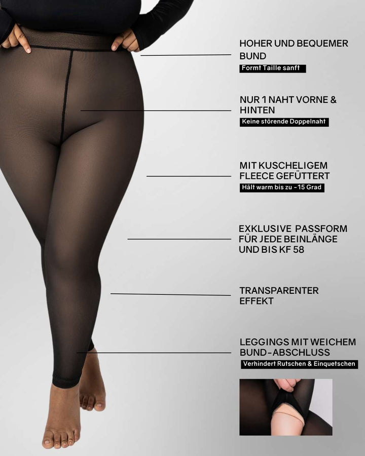 InvisiTights™ | gefütterte Leggings | Breiter Bund am Fuß